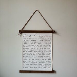 Wall Art with Wooden Accents - 21”W by 25.5”L + rope 12” wood to nail